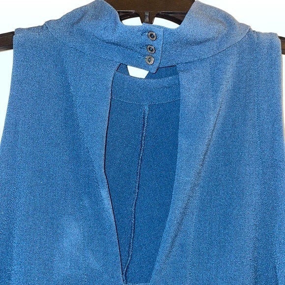 Free People Woman's Goldie Mock Neck Sleeveless Tunic Mini Dress Blue Size Small - Picture 6 of 9